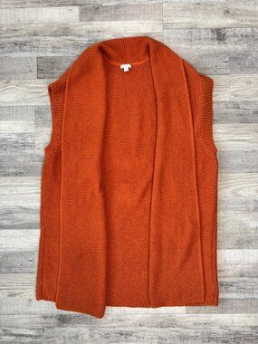 J. Jill Heavyweight Orange Drape Front Sleeveless Sweater Cardigan Size 2X